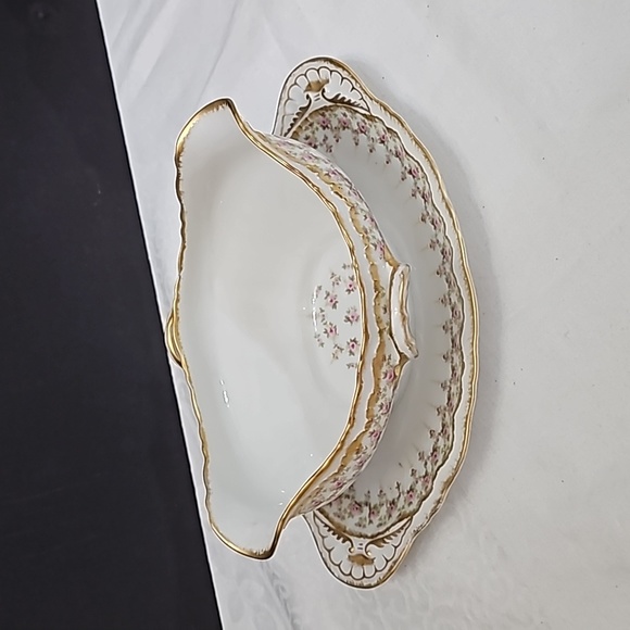 Limoges Haviland Gravey Boat w/saucer Pink Rosee - Picture 2 of 7